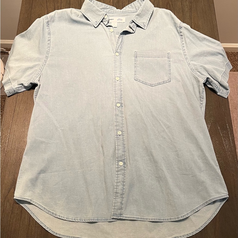 Old Navy Light Blue Casual Button Down Shirt Slim Fit
